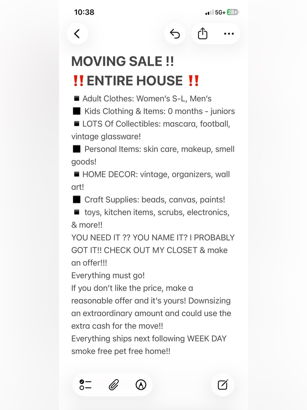 Moving Sale Announcement - Bold Black & Red Text